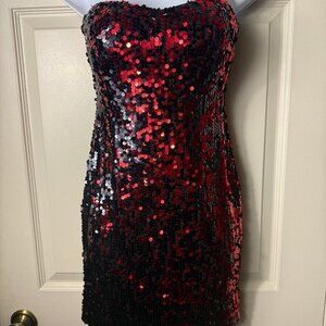 Frederick's of Hollywood Strapless Sequin Red Mini Dress - XS New